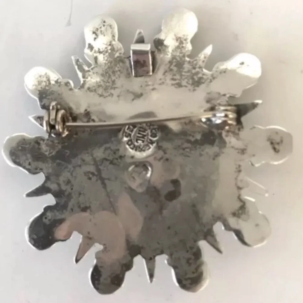 VTG STERLING SILVER TURQUOISE BROOCH PIN